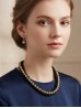 VELVET RHINESTONE NECKLACE EARRING SET